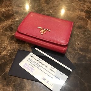 Prada saffiano leather trifold wallet